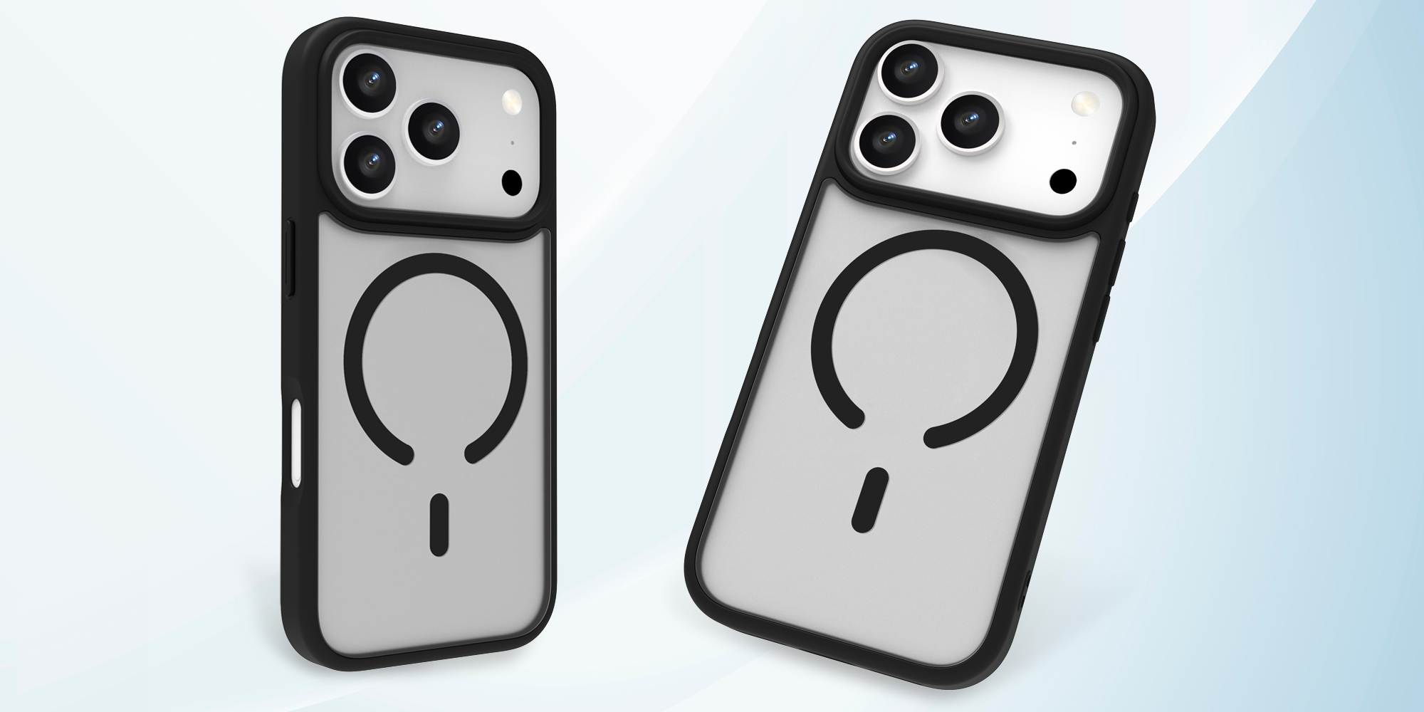 Etui Roobix Dusky MagSafe do iPhone 17 Pro Max - czarne matowe na smartfonach w kadrach produktowych